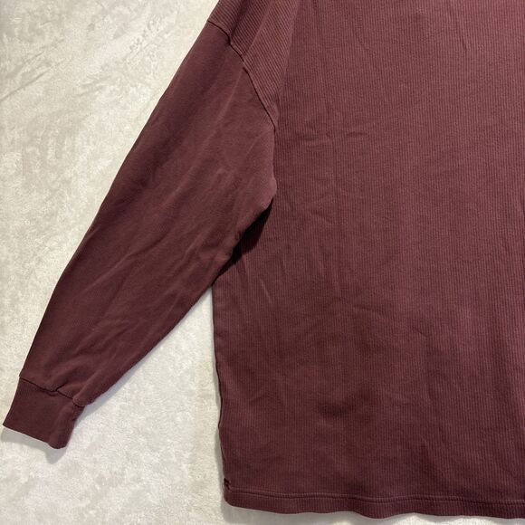 Abercrombie & Fitch Ribbed Soft AF Relaxed Henley Shirt Men's Large Maroon - Picture 9 of 14